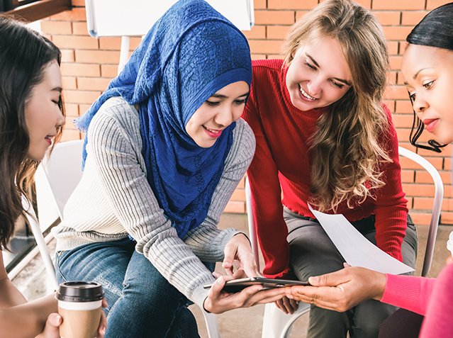 Group of casual multiethnic women in a meeting